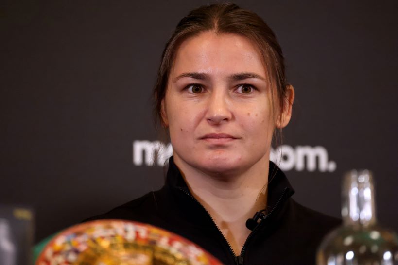 Katie Taylor during a press conference ahead of her rematch against Chantelle Cameron